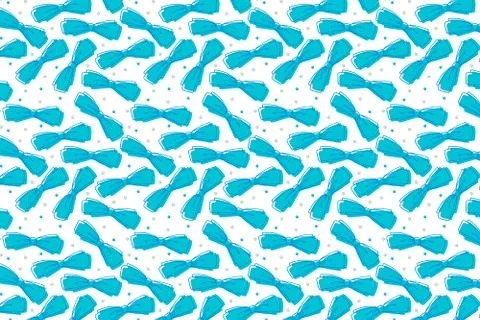Bright bow pattern on white. Festive blue bow background Stock Illustration