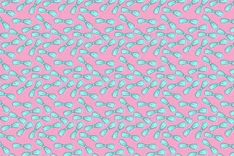 Bright bows pattern. Festive blue pink background Illustrazione stock