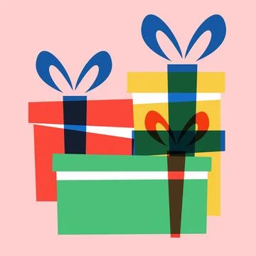 Bright boxes with gifts Stock Illustration