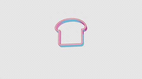 Bright bread slice icon is jumping merrily. Retro style. Alpha channel black. Stock Footage 253649018