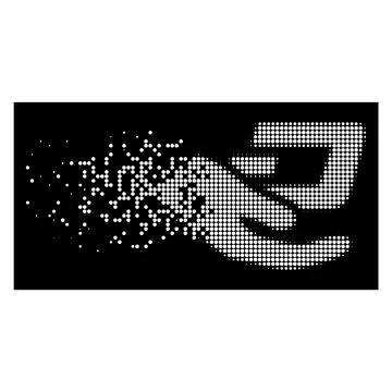 Bright Broken Pixelated Halftone Hand Offer Dash Icon Stock Illustration