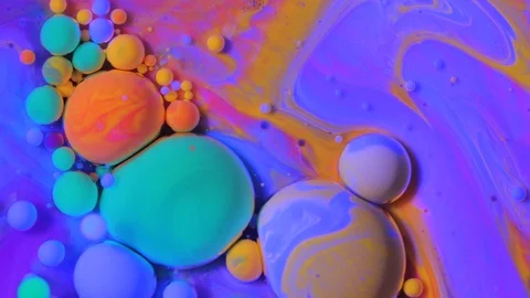 Bright bubbles of paint in water Video stock 89100561