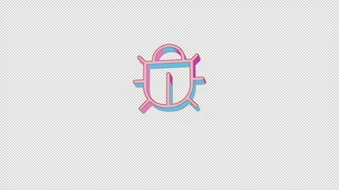 Bright bug icon is jumping merrily. Retro style. Alpha channel black. Stock Footage 252731986