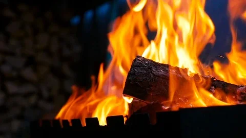Bright burning fire and bright coals Video stock 71246298