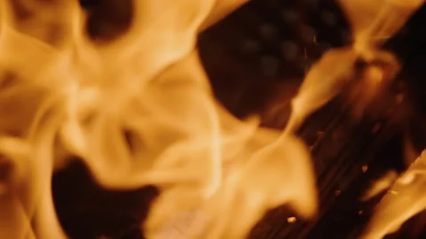 Bright burning flames close up in slow motion Stock Footage 271202760