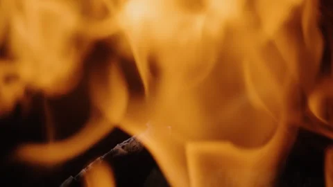 Bright burning flames close up in slow motion Stock Footage 271202964