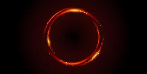 Bright Burning Round Frame Vector Realistic Fire Composition Stock Illustration