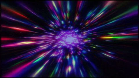 Bright bursts of colorful rays speed through abstract space Stock Footage 296874955
