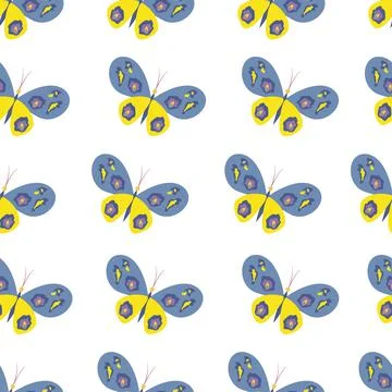 Bright butterflies seamless pattern. Insects with wings. Vector illustration Stock Illustration
