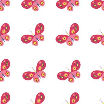 Bright butterflies seamless pattern. Insects with wings. Vector illustration Stock Illustration