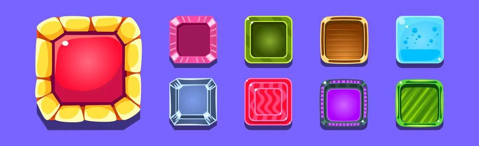 Bright Button for Game Interface Design Vector Set 스톡 일러스트
