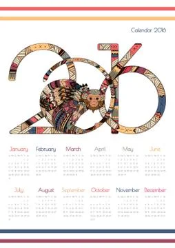 Bright calendar for 2016 Stock Illustration