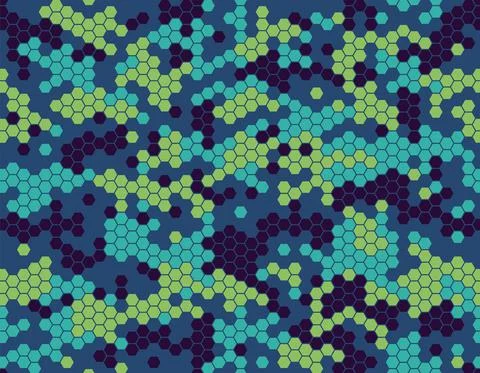 Bright camouflage pattern with honeycomb pixels Stock Illustration