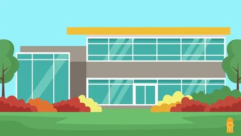 Bright Campus Office Flat Design Illustration Exterior Stock Illustration