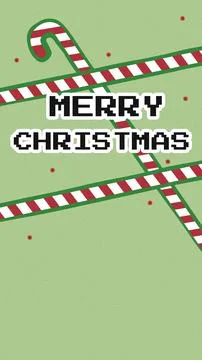 Bright candy cane design with Merry Christmas greeting on festive green Stock Illustration