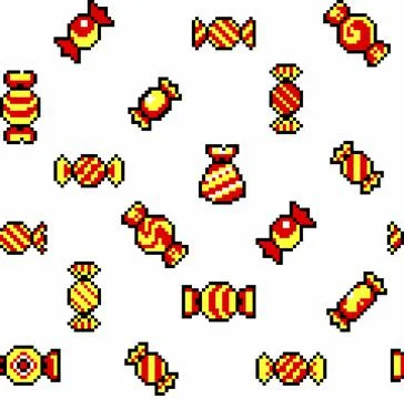 Bright candy pattern ,pixel art,seamless background Stock Illustration
