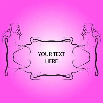 Bright card with  frame for the text in the form of a girl silho Stock Illustration