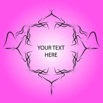 Bright card with  frame for the text in the form of a girl silho Stock Illustration