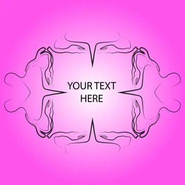 Bright card with  frame for the text in the form of a girl silho Stock Illustration