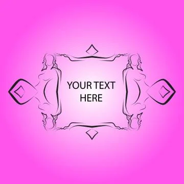 Bright card with  frame for the text in the form of a girl silho Stock Illustration