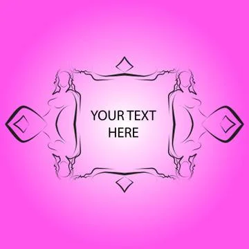 Bright card with  frame for the text in the form of a girl silho Stock Illustration