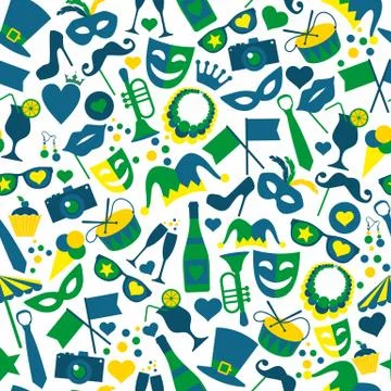 Bright carnival icons. Seamless pattern. Stock Illustration