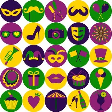 Bright carnival icons. Seamless pattern. Stock Illustration