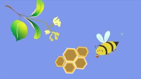 A bright cartoon animation of a beef lying into a hive Stock Footage 341808672