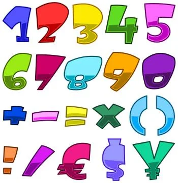 Bright cartoon numbers Stock Illustration