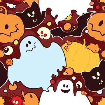 Bright cartoon pattern for Halloween. Vector seamless halloween pattern..Imag Stock Illustration