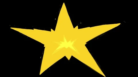 Bright cartoon star with flashes and scaling animation on a black background. Stock Footage 339021611