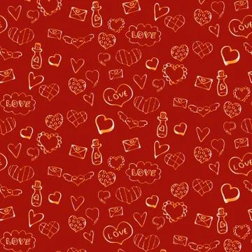 Bright cartoon vector seamless pattern on red background Stock Illustration