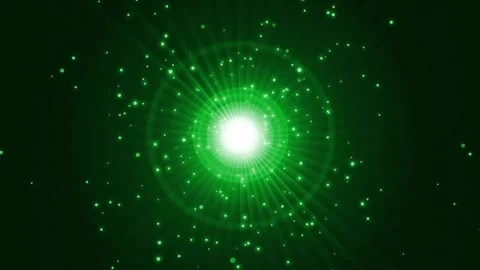 Bright central light burst with radial lens flare and scattered particles o.. Stock Footage 334760386