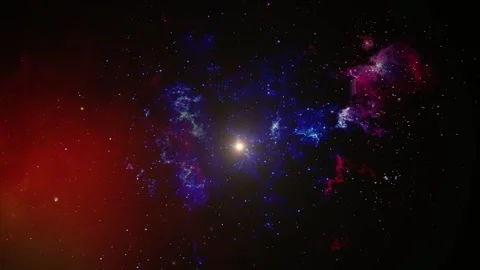 Bright Central Star Exploding into Blue and Red Cosmic Nebula Video stock 342955594