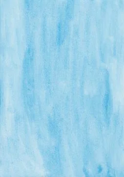 Bright Cerulean Blue Hand Painted Watercolor Background Texture Stock Illustration