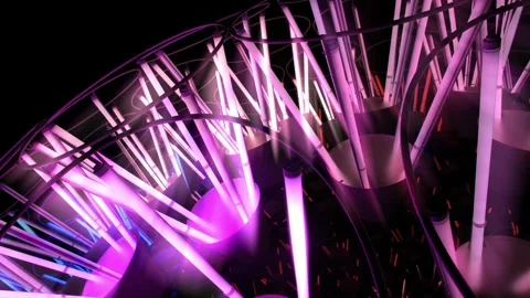 Bright changing colors Neon light rays dolly shot HD Video stock 245959228