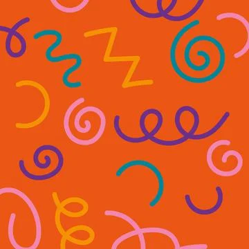 Bright chaotic lines on an orange background Stock Illustration