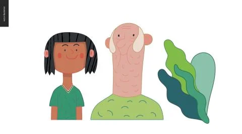 Bright characters portraits set Stock Illustration