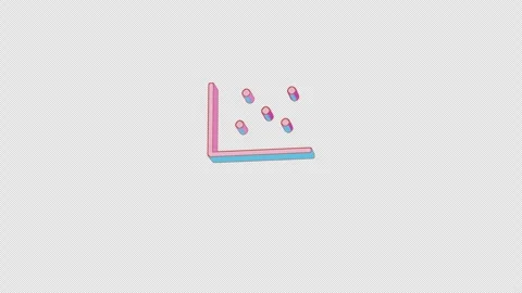 Bright chart scatter icon is jumping merrily. Retro style. Alpha channel black. 動画素材 253649091