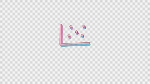 Bright chart scatter icon is jumping merrily. Retro style. Alpha channel black. 動画素材 253649103