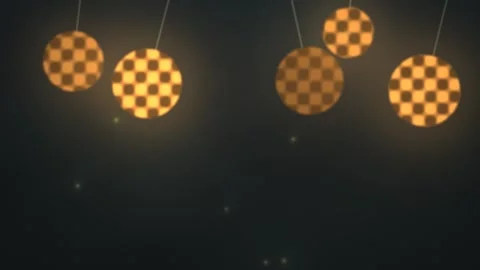 Bright checkered lights hang against a dark background Stock Footage 339510239