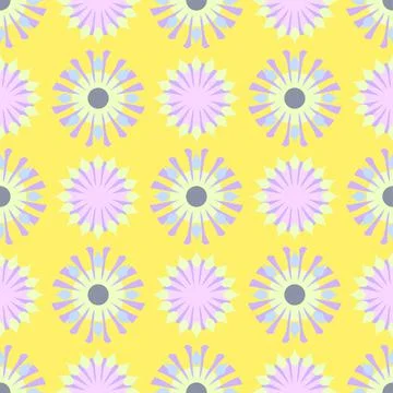 Bright, Cheerful Vector Repeat Sunburst Shapes Pattern In Yellow, Pink And Pu Stock Illustration