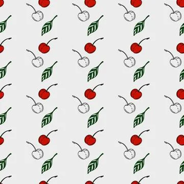 Bright cherry pattern fabric design suitable for wrapping and packaging pro.. Stock Illustration