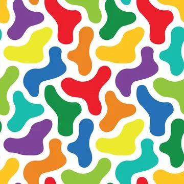 Bright children seamless pattern with colorful fluid blobs. Vector fun mult.. Stock Illustration