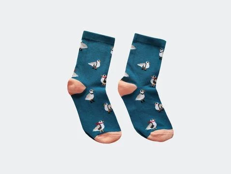 Bright children's multi-colored socks with decorative pattern, top view Stock Photos