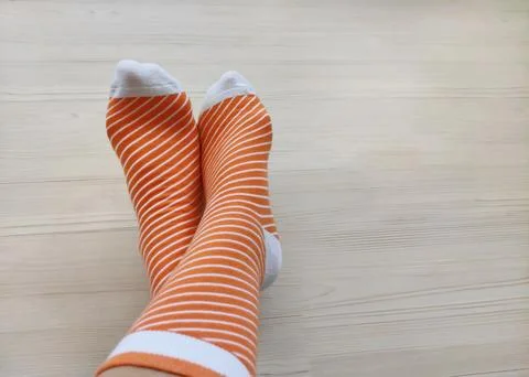 Bright children's multi-colored socks with decorative pattern, top view Stock Photos