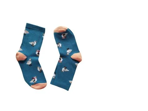 Bright children's multi-colored socks with decorative pattern, top view Stock Photos