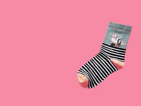 Bright children's multi-colored socks with decorative pattern, top view Stock Photos