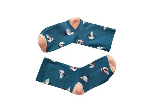 Bright children's multi-colored socks with decorative pattern, top view Stock Photos