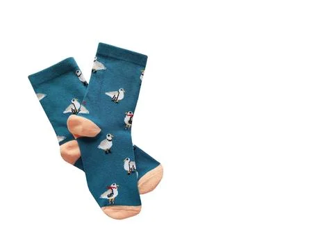 Bright children's multi-colored socks with decorative pattern, top view Stock Photos